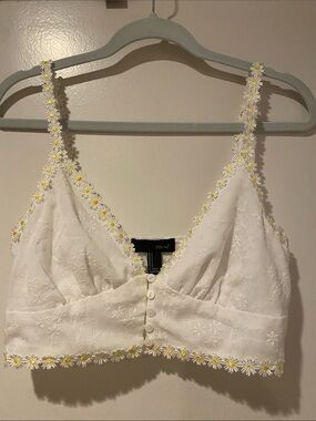 Etro White Lace Daisy-Trim Camisole